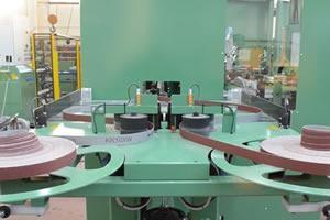 Fully automatic processing machines of mounted flap discs